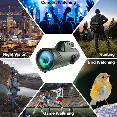 PhysioPhyx Monocular-Telescope 80x100 High Powered Monoculars High Definition for Adults High Powered with Smartphone Adapter Telescope Hunting Wildlife Bird Watching Travel Camping Hiking-Green in Kuwait