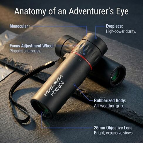 Mini Monocular Telescope – 2000x24 HD High Power for All Ages | Compact optics, for stargazing, hunting, hiking, wildlife & travel, good gift for outdoor enthusiasts, black in Kuwait