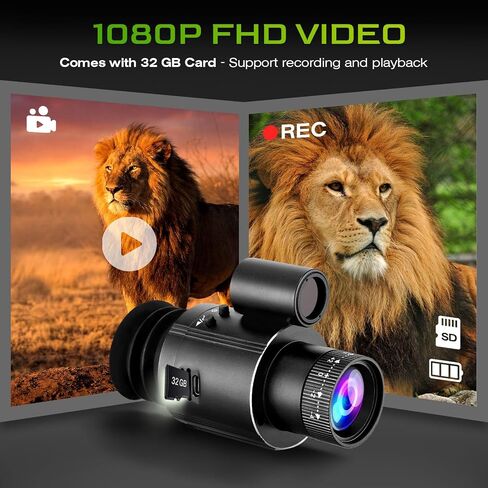 Night Vision Monocular, 4K Digital Night Vision Scope with 850nm IR Illuminator, 4X Zoom, 1080P Video Recording, 2000mAh Rechargeable Battery, Portable Night Vision Goggles for Hunting Camping in Kuwait