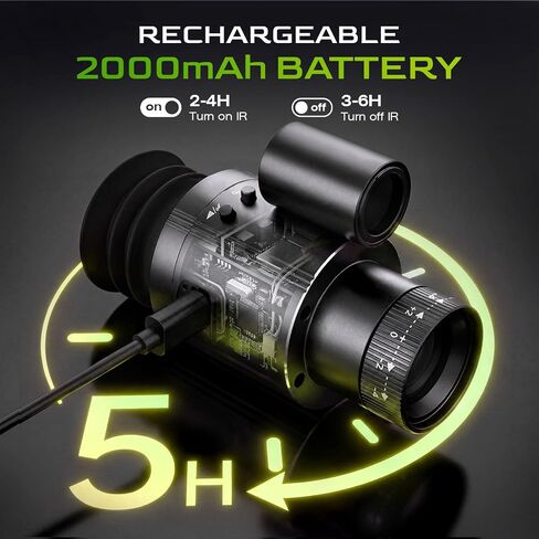 Night Vision Monocular, 4K Digital Night Vision Scope with 850nm IR Illuminator, 4X Zoom, 1080P Video Recording, 2000mAh Rechargeable Battery, Portable Night Vision Goggles for Hunting Camping in Kuwait