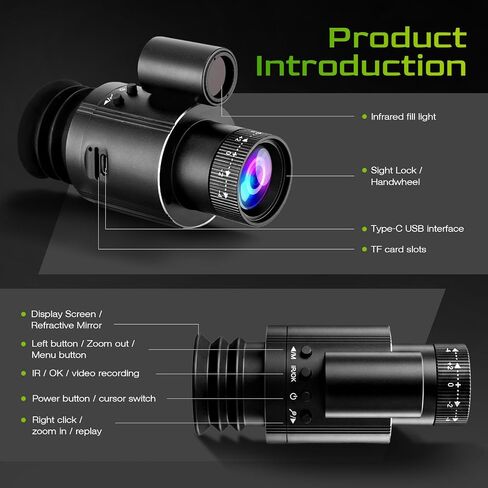 Night Vision Monocular, 4K Digital Night Vision Scope with 850nm IR Illuminator, 4X Zoom, 1080P Video Recording, 2000mAh Rechargeable Battery, Portable Night Vision Goggles for Hunting Camping in Kuwait