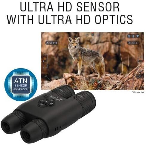 ATN BinoX 4K 4-16X Smart Day/Night Binoculars with Laser Range Finder, Full HD Video rec, WiFi, Smooth Zoom and Smartphone Controlling Thru iOS or Android Apps in Kuwait