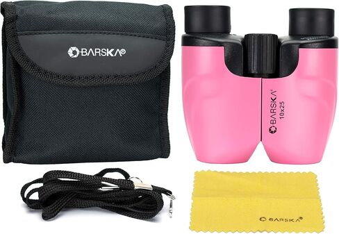 BARSKA Colorado 10x25 Compact Binoculars – Lightweight Pink Binoculars with BK-7 Porro Prisms, Fully Coated Optics, Center Focus, Ideal for Hiking, Bird Watching & Travel in Kuwait