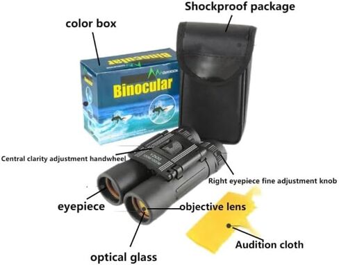 Folding Roof Prism Binoculars - 12x30Compact Binoculars Lightweight Foldable,Portable Travel for Adults with BK4 Prism,Clear Vision for Bird Watching Hiking Sports Outdoor Activities in Kuwait