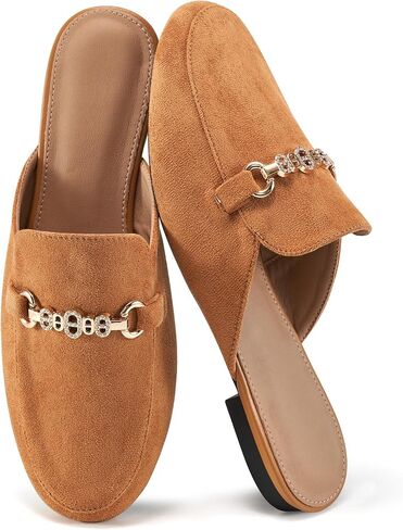 Womens Mules Buckle Flats: Classic Suede Slip On Shoes Dressy Closed Toe Backless Slides Loafers 2026 for Business Work Office Casual in Saudi Arabia
