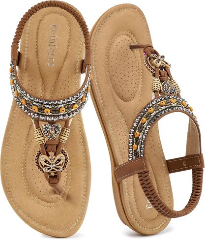 Reimferce Womens Dressy Flat Sandals: Elastic Ankle Strap & Non-Slip Outsole for Daily Walking in Summer - Breathable Cushioned Footbed for All-Day Comfort - Fashion Ladies in Saudi Arabia