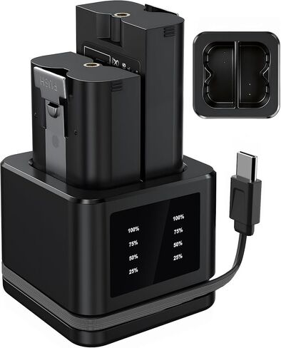 Flla 2-Pack 7200mAh Replacement Battery for Ring Doorbell with Upgrade LCD Charger Station, Type-C Cable Included, Compatible with Video Doorbell 2/3/3Plus/4/Pro, Spotlight Cam, Stick Up Cam in Kuwait