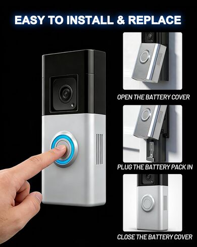 Flla 2-Pack 7200mAh Replacement Battery for Ring Doorbell with Upgrade LCD Charger Station, Type-C Cable Included, Compatible with Video Doorbell 2/3/3Plus/4/Pro, Spotlight Cam, Stick Up Cam in Kuwait