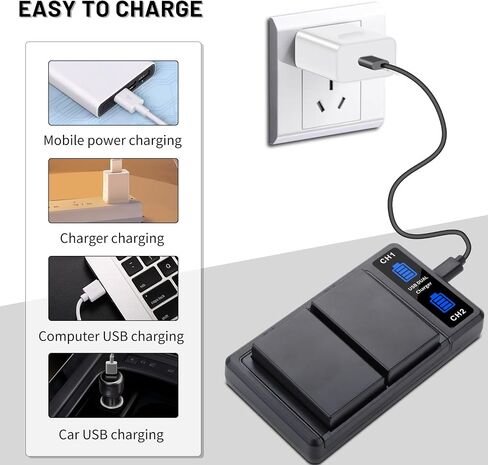 EN-EL9 EN EL9a 2-Pack Battery with Dual Charger for Nikon D40, D40x, D60 | D3000, D5000 Digital SLR Cameras 2000mAh in Kuwait