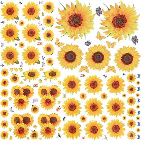 180 Pcs Daisy Wall Stickers, Removable 3D Waterproof Decorative Decals | 12 Sheets(2 pattern, 6 sheets of each), Vinyl Floral Decals, Waterproof, Self-Adhesive, No Residue, for Walls, Windows in Kuwait