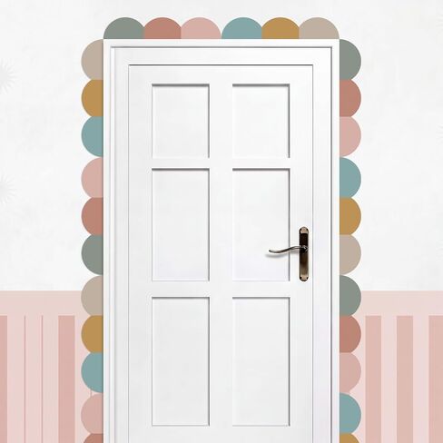 Nuanchu 10 Pcs Pink Peel and Stick Scallop Border Decal Trim 15.75 Inch Boho Giant Scalloped Edge Wall Sticker Waterproof Vinyl Wall Decals for Bedrooms Playroom Nursery Classroom in Kuwait