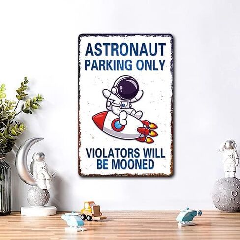 Perfect Space Gifts for Kids - Astronaut Parking Only Sign - Outer Space Themed Decor for Boys Room | Fun Space Poster for Kids Wall Art, 8 x 12 Inch (936) in Kuwait