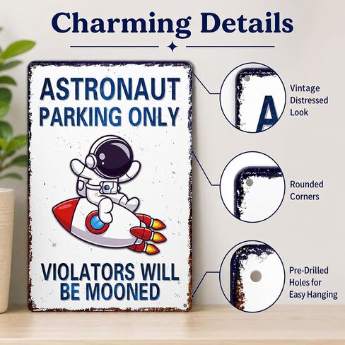 Perfect Space Gifts for Kids - Astronaut Parking Only Sign - Outer Space Themed Decor for Boys Room | Fun Space Poster for Kids Wall Art, 8 x 12 Inch (936) in Kuwait