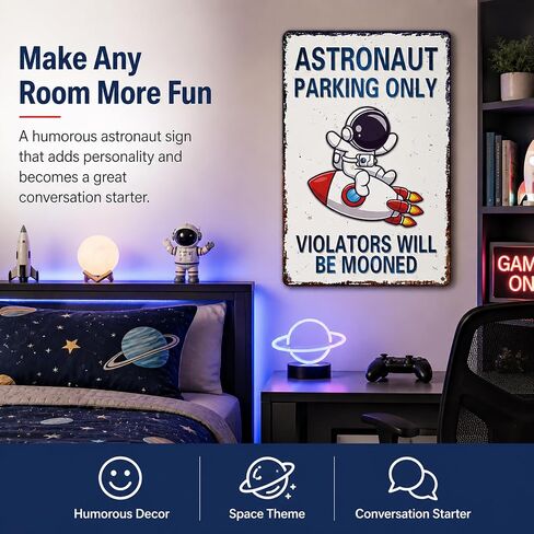 Perfect Space Gifts for Kids - Astronaut Parking Only Sign - Outer Space Themed Decor for Boys Room | Fun Space Poster for Kids Wall Art, 8 x 12 Inch (936) in Kuwait
