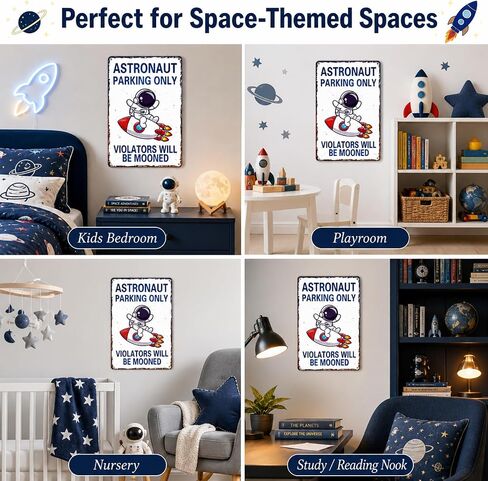 Perfect Space Gifts for Kids - Astronaut Parking Only Sign - Outer Space Themed Decor for Boys Room | Fun Space Poster for Kids Wall Art, 8 x 12 Inch (936) in Kuwait
