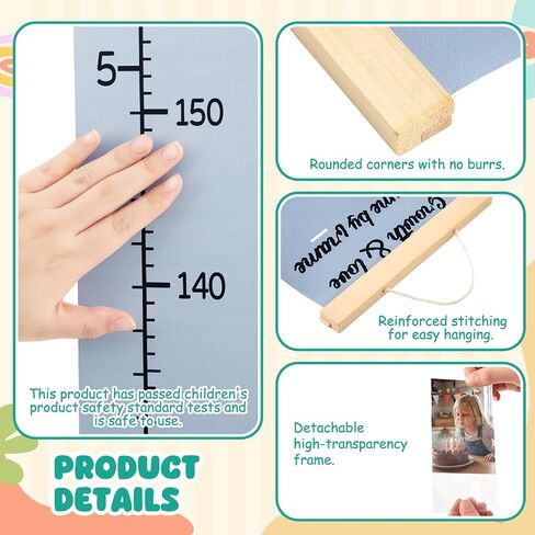 Growth Chart for Kids with Picture Frames, up to 1.9 M,Gray in Kuwait