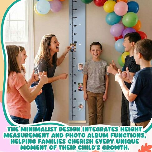 Growth Chart for Kids with Picture Frames, up to 1.9 M,Gray in Kuwait
