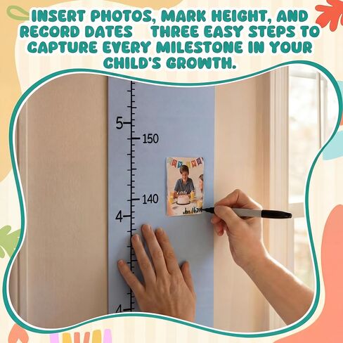 Growth Chart for Kids with Picture Frames, up to 1.9 M,Gray in Kuwait