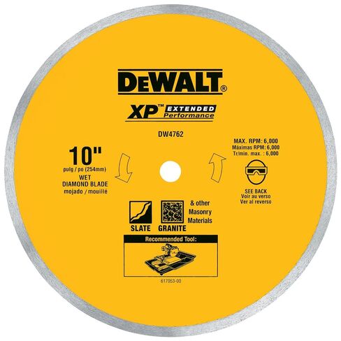 DEWALT Diamond Blade for Porcelain or Tile, Wet Cutting, Continuous Rim, 5/8-Inch Arbor, 10-Inch (DW4762) in Kuwait