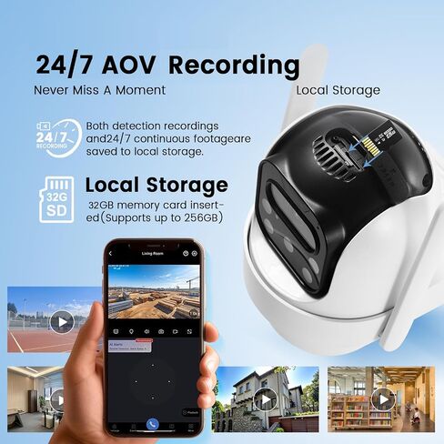 4G Cellular Data AOV Security Camera Wireless Outdoor, Solar Powered, 24/7 Recording, No WiFi Required, for Home Security in Kuwait