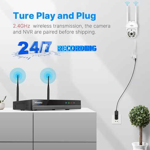 【 5mp, Two-Way Audio, 360 ° Tracking】 Monitoring Camera Wireless Hiseeu Integrated NVR 1920P 5-megapixel 4-Piece Set with Built-in 1TBHDD can be Added to 10 Channels for Remote Monitoring in Kuwait