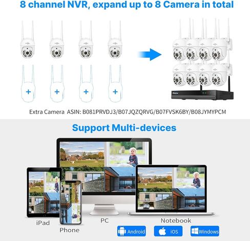 【 5mp, Two-Way Audio, 360 ° Tracking】 Monitoring Camera Wireless Hiseeu Integrated NVR 1920P 5-megapixel 4-Piece Set with Built-in 1TBHDD can be Added to 10 Channels for Remote Monitoring in Kuwait