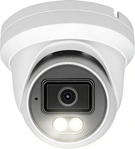 Real HD 4MP Add-On Full Color Night Vision Turret Dome IP Camera with White Lights for IP Camera NVR System,108° Viewing Angle 2.8mm Lens, Waterproof IP66 Outdoor, NDAA Compliant in Kuwait