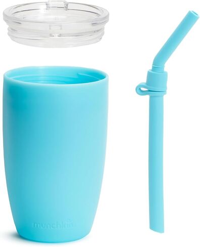 Munchkin Simple Clean Tumbler, Straw Cups for Toddlers 1-3, with Peel Open Straw for Easy Cleaning, Spill Proof Sippy Cup for Kids 12+ Months, 10 Ounce, 2 Pack, Blue/Green in Kuwait