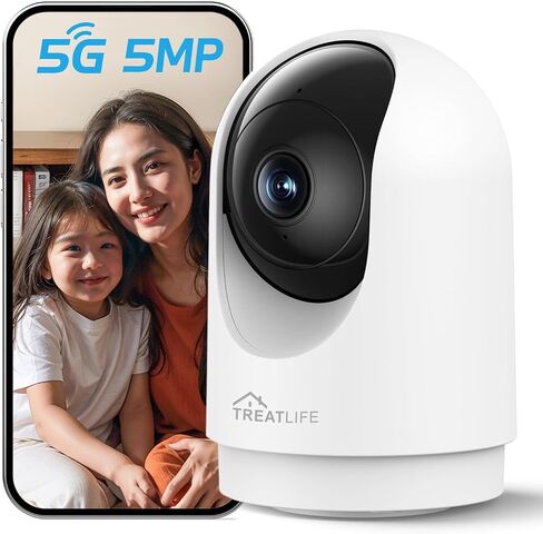 TREATLIFE 5MP Ultra HD 2.4G/5G WiFi Security Camera Outdoor Wired, Cameras for Home Security, Spotlight/Siren, AI Motion Detection, Color Night Vision, 2-Way Audio, Works with Alexa, Google Home, App in Kuwait