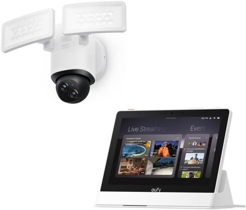 eufy Security Camera Floodlight Camera E340 Wired with Smart Display E10. Security Camera Outdoor, 360° PTZ, 24/7 Recording, 2000 LM, Motion Detection, Built-in Siren, Dual Cam, No Monthly Fee in Kuwait