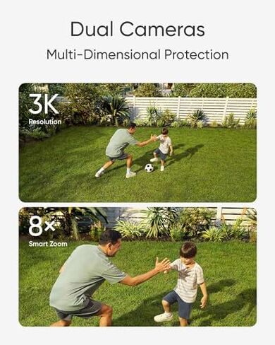 eufy Security Camera Floodlight Camera E340 Wired with Smart Display E10. Security Camera Outdoor, 360° PTZ, 24/7 Recording, 2000 LM, Motion Detection, Built-in Siren, Dual Cam, No Monthly Fee in Kuwait