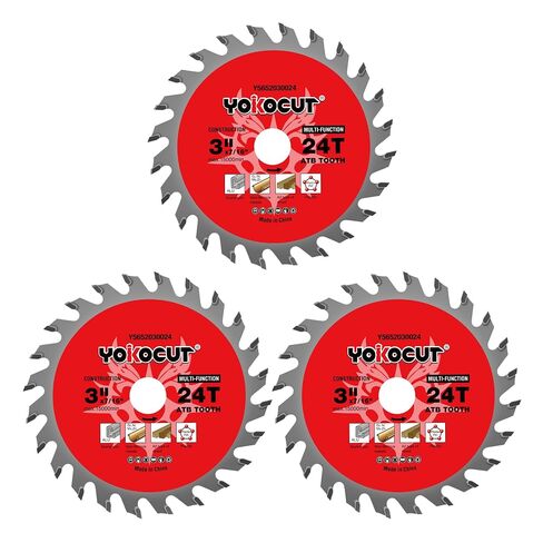 3 Inch Circular Saw Blade 24T (Tungsten Carbide Tooth) Compatible with 3 Inch Saws, Cutting for Woods, Plastic, PCV, Acrylic, Aluminum, 7/16" Arbor with 3/8" Bushings - 3 Pack in Kuwait