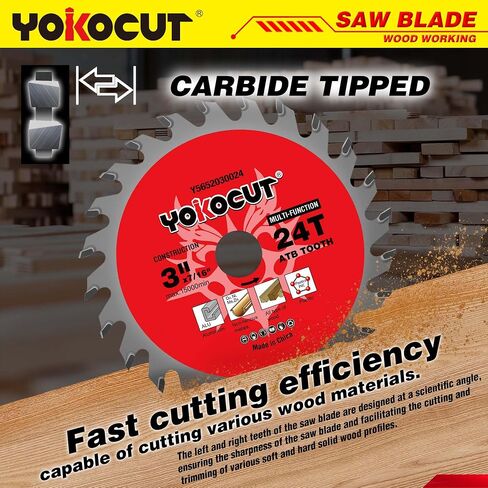 3 Inch Circular Saw Blade 24T (Tungsten Carbide Tooth) Compatible with 3 Inch Saws, Cutting for Woods, Plastic, PCV, Acrylic, Aluminum, 7/16" Arbor with 3/8" Bushings - 3 Pack in Kuwait
