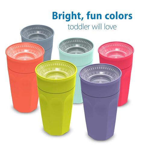 Dr. Brown's Milestones Cheers 360 Spoutless Transition Cup, Travel Friendly and Leak Free Sippy for Babies and Toddlers, Coral and Purple, BPA-Free, 10 oz/300 mL, 9m+ in Kuwait