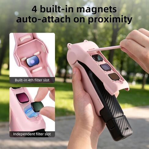 2PCS Pocket 3/4 Magnetic Auxiliary Light, USB C Rechargeable Mini LED Fill Light Attachment for Pocket 4 Protective Cover Case(Gray), with 4 Magnetic CPL/ND Filter Storage Slots and Detachable Wrist in Kuwait