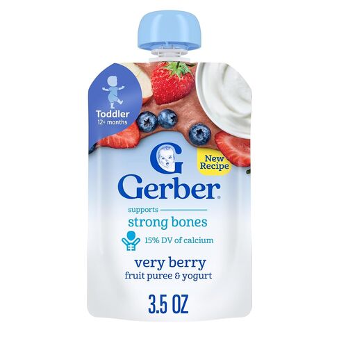 Gerber Toddler Strawberry Banana Fruit and Yogurt Pouch, 3.5 Oz, 12 Pack in Kuwait