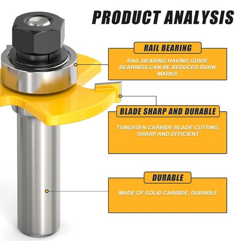 MEANLIN 1/2" Shank Slot Cutter Router Bit Set, 6 Size Cutting Thick: 5/64", 3/32", 1/8", 5/32", 3/16", 1/4" in Kuwait