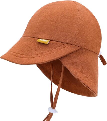 Linen Toddler Sun Hat for Baby Boys Beach Hats Newborn Girls UPF 50+ Hats Adjustable Infant Pool Cap with Neck Flap in Kuwait