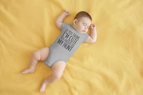 AW Fashions If You Think I'm Cute You Should See My Aunt Baby Bodysuit Funny Cute Newborn Romper Clothing (12 Months, Sports Grey) in Kuwait
