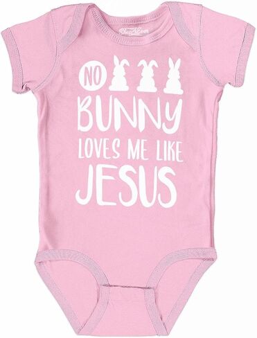 shop4ever® No Bunny Loves Me Like Jesus Easter Baby Bodysuit Cotton Romper in Kuwait