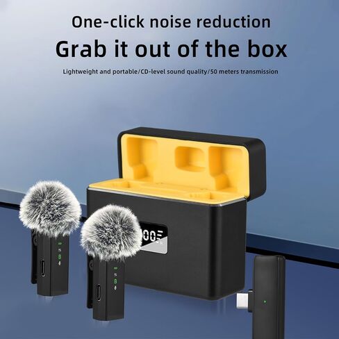 Wireless Clip on Lapel Microphone Professional Dual Digital Noise Reduction for Mobile Phone Live Broadcast Outdoor Recording in Kuwait