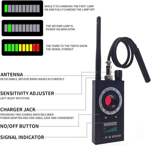 Anti Spy RF Detector - Camera Detector - Wireless Bug Detector Signal - Hidden Camera Detector - GSM Listening Device Finder Radar Radio Scanner Wireless Signal Alarm in Kuwait