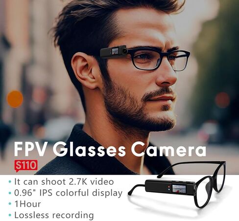 Eujgoov Mini Body Camera 2.7K HD Head Mounted FPV Video Cameras, 0.96in Screen HandsFree Wearable Vlog Cam, 110 Wide Angle WiFi APP Control Action for Walking Travel Cycling in Kuwait