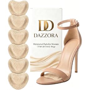 Metatarsal Pads Women, Ball of Foot Cushions, Gel Inserts, 3 Pairs | 3 pairs gel metatarsal pads for women, ball of foot cushions shoe inserts for high heels, flats & sandals, Beige in Saudi Arabia