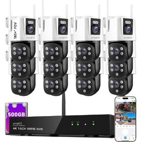 xmartO 12 Dual-Lens WiFi Security Camera Bundle, 500GB 4K NVR AI Tracking in Saudi Arabia