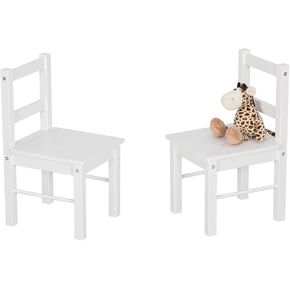 UTEX Child's Wooden Chair Pair for Play or Activity, Set of 2, White | Toddler Chairs for Table, Durable Solid Wood, Slatted Back, Water-based Paint for toddlers ages 3-8 in Kuwait