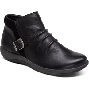 Aetrex Women's Luna Orthopedic Leather Ankle Boots - Adjustable Boots with Side Zippers and Buckle - Comfort Arch Support Casual Short Booties in Saudi Arabia