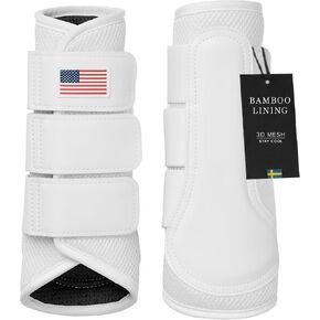Equestrian Stockholm Horse Brushing Boots, 3D Mesh | Breathable 3D mesh horse brushing boots with reinforced PU strike zone guards. Lightweight horse leg protectors for comfort in Kuwait