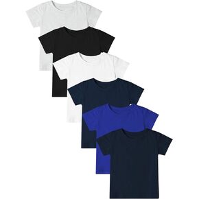 6 Pack Baby & Toddler Boys T-Shirts Soft Breathable Cotton Tees for Kids | Breathable Fabric, Tagless & Sweat Guard Neckline Easy Pull-on Multipack for School, Daywear, Stretchy for Active Play, 6M-5T in Saudi Arabia
