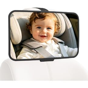 Baby Car Mirror, Rear-Facing Infant Seat Mirror, Shatter-Resistant, Pink | Rear-seat mirror helps parents view a rear-facing baby; shatter-resistant design supports stable backseat visibility in Kuwait